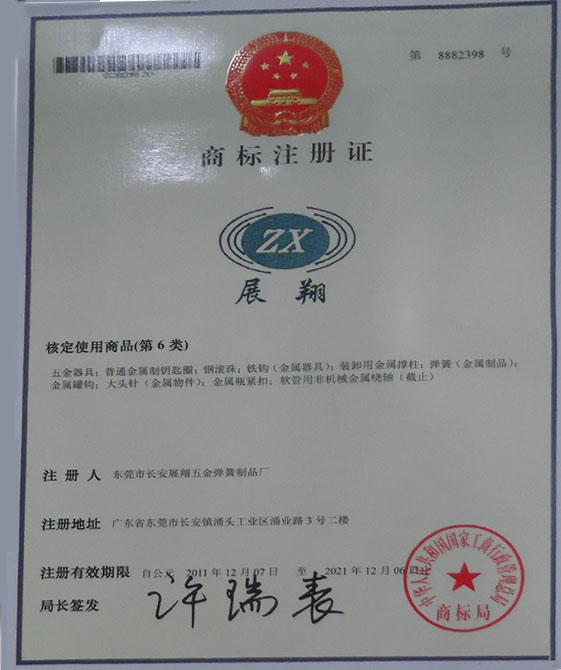the certificate of product trademark
